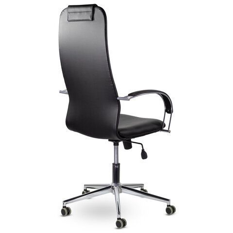 Кресло офисное BRABIX &quot;Pilot EX-610 CH&quot; premium, хром, кожзам, черное, 532418