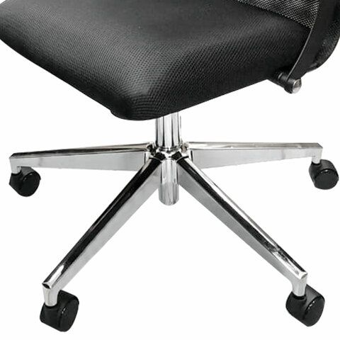 Кресло офисное МЕТТА &quot;К-4-Т&quot; хром, прочная сетка, сиденье и спинка регулируемые, черное