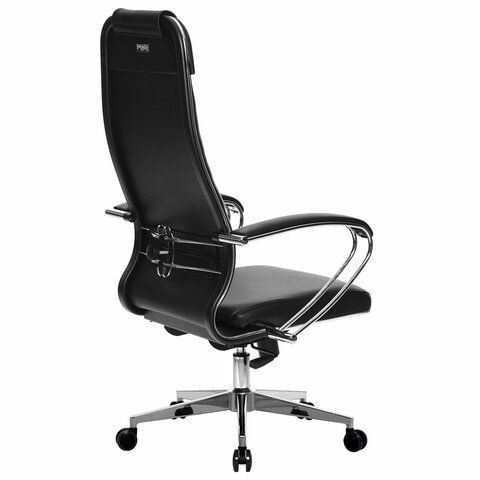 Кресло офисное МЕТТА &quot;К-29&quot; хром, экокожа, сиденье и спинка мягкие, черное