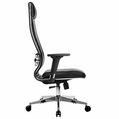 Кресло офисное МЕТТА &quot;К-29-2D&quot; хром, экокожа, сиденье и спинка мягкие, черное