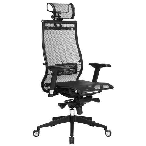 Кресло офисное МЕТТА &quot;SAMURAI&quot; Black Edition, сверхпрочная сетка, регулируемое, черное