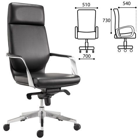 Кресло офисное BRABIX PREMIUM &quot;Resonance EX-755&quot;, мультиблок, алюминий, экокожа, черное, 532487