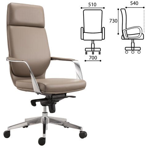 Кресло офисное BRABIX PREMIUM &quot;Resonance EX-755&quot;, мультиблок, алюминий, экокожа, бежевое, 532488