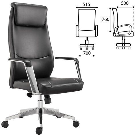 Кресло офисное BRABIX PREMIUM &quot;Jazz EX-757&quot;, синхромеханизм, алюминий, экокожа, черное, 532489