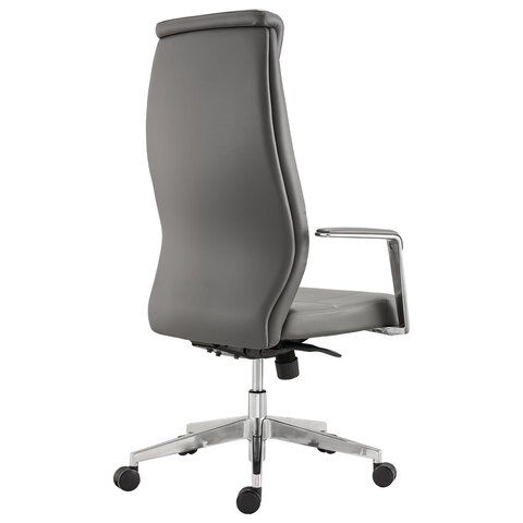 Кресло офисное BRABIX PREMIUM &quot;Jazz EX-757&quot;, синхромеханизм, алюминий, экокожа, серое, 532490