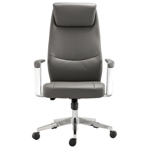 Кресло офисное BRABIX PREMIUM &quot;Jazz EX-757&quot;, синхромеханизм, алюминий, экокожа, серое, 532490