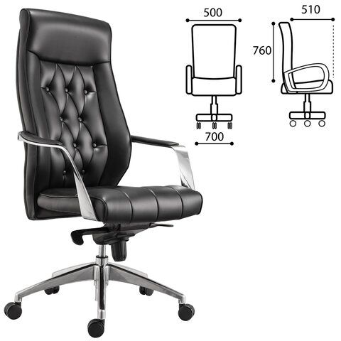 Кресло офисное BRABIX PREMIUM &quot;Sonata EX-754&quot;, мультиблок, алюминий, экокожа, черное, 532491