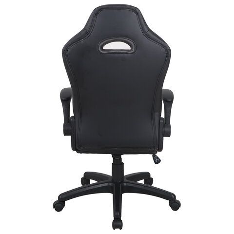 Кресло компьютерное BRABIX &quot;Skill GM-005&quot;, откидные подлокотники, экокожа, черное/желтое, 532494