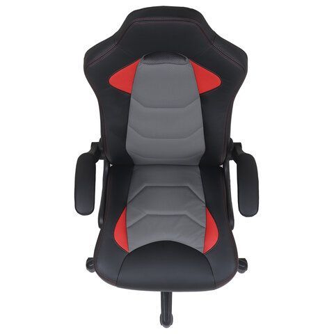 Кресло компьютерное BRABIX &quot;Skill GM-005&quot;, откидные подлокотники, экокожа, черное/красное, 532496
