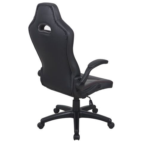 Кресло компьютерное BRABIX &quot;Skill GM-005&quot;, откидные подлокотники, экокожа, черное/красное, 532496