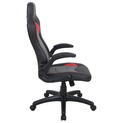 Кресло компьютерное BRABIX &quot;Skill GM-005&quot;, откидные подлокотники, экокожа, черное/красное, 532496