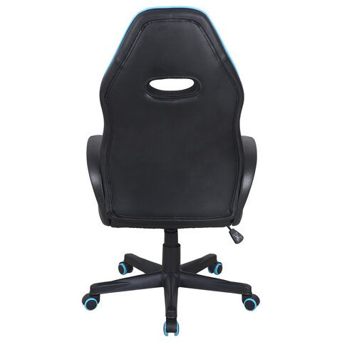 Кресло компьютерное BRABIX &quot;Flame GM-004&quot;, экокожа, черное/голубое, 532498