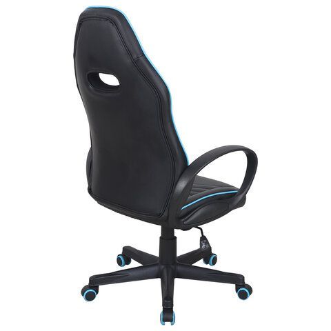 Кресло компьютерное BRABIX &quot;Flame GM-004&quot;, экокожа, черное/голубое, 532498