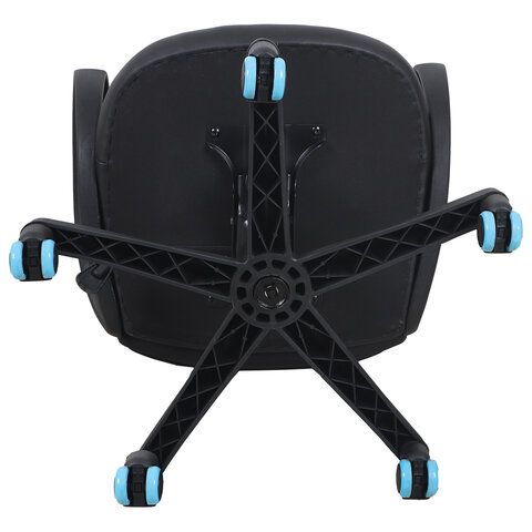 Кресло компьютерное BRABIX &quot;Flame GM-004&quot;, экокожа, черное/голубое, 532498