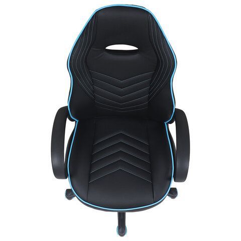 Кресло компьютерное BRABIX &quot;Flame GM-004&quot;, экокожа, черное/голубое, 532498