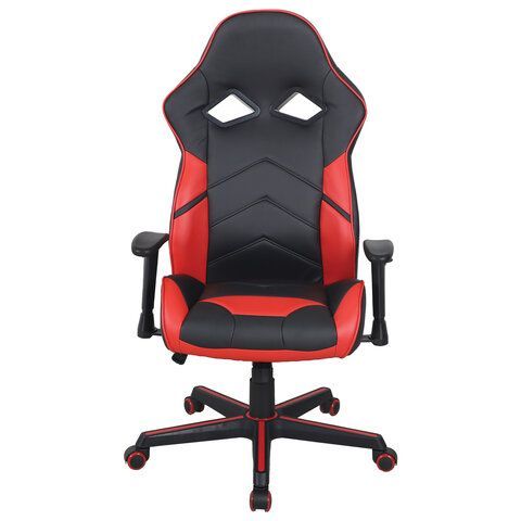 Кресло компьютерное BRABIX &quot;Storm GM-006&quot;, регулируемые подлокотники, экокожа, черное/красное, 532500