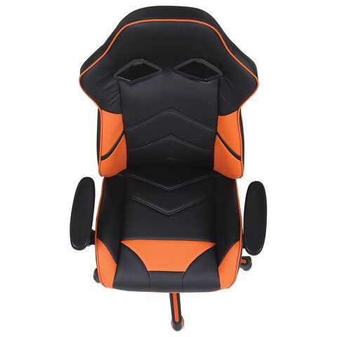 Кресло компьютерное BRABIX &quot;Storm GM-006&quot;, регулируемые подлокотники, экокожа, черное/оранжевое, 532502