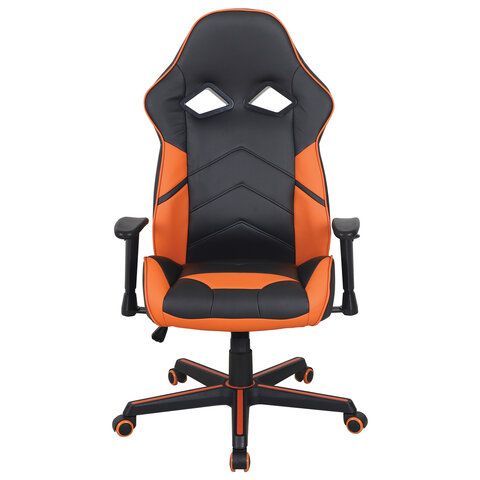 Кресло компьютерное BRABIX &quot;Storm GM-006&quot;, регулируемые подлокотники, экокожа, черное/оранжевое, 532502