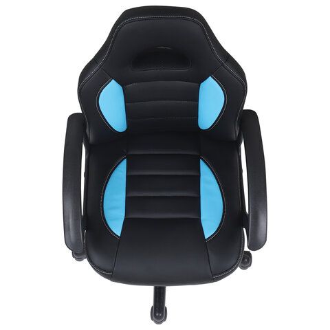 Кресло компьютерное BRABIX &quot;Spark GM-201&quot;, экокожа, черное/голубое, 532505