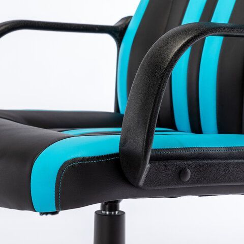 Кресло компьютерное BRABIX &quot;Stripe GM-202&quot;, экокожа, черное/голубое, 532509