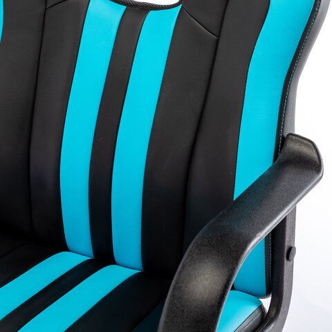 Кресло компьютерное BRABIX &quot;Stripe GM-202&quot;, экокожа, черное/голубое, 532509