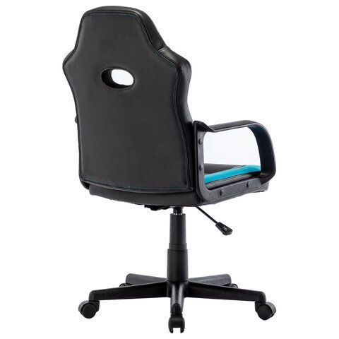 Кресло компьютерное BRABIX &quot;Stripe GM-202&quot;, экокожа, черное/голубое, 532509