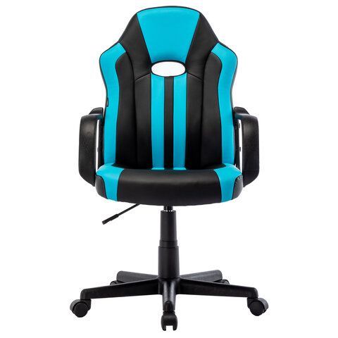 Кресло компьютерное BRABIX &quot;Stripe GM-202&quot;, экокожа, черное/голубое, 532509