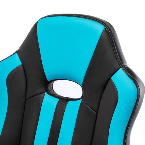 Кресло компьютерное BRABIX &quot;Stripe GM-202&quot;, экокожа, черное/голубое, 532509