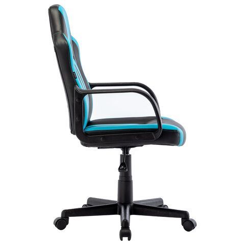 Кресло компьютерное BRABIX &quot;Stripe GM-202&quot;, экокожа, черное/голубое, 532509