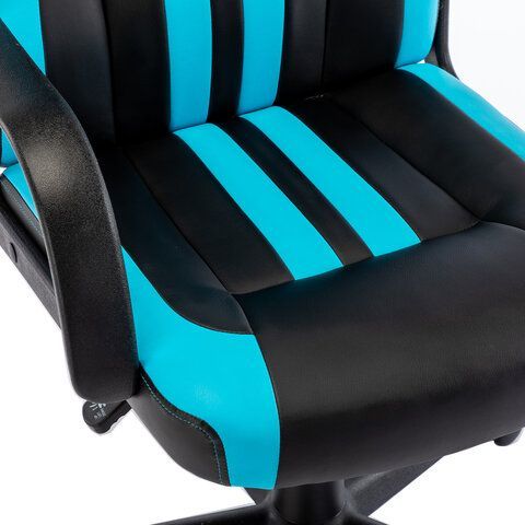 Кресло компьютерное BRABIX &quot;Stripe GM-202&quot;, экокожа, черное/голубое, 532509