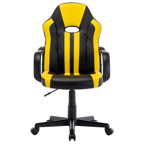 Кресло компьютерное BRABIX &quot;Stripe GM-202&quot;, экокожа, черное/желтое, 532510