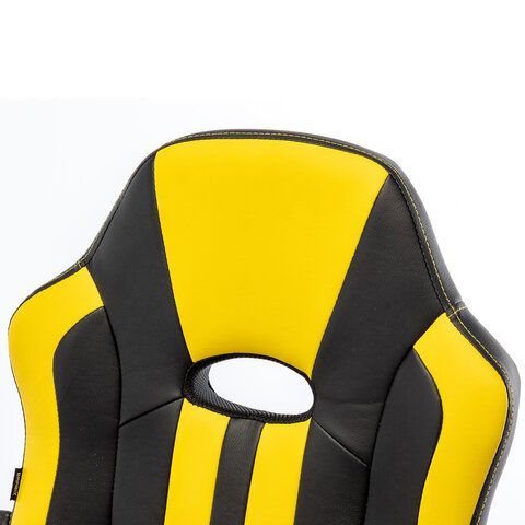 Кресло компьютерное BRABIX &quot;Stripe GM-202&quot;, экокожа, черное/желтое, 532510