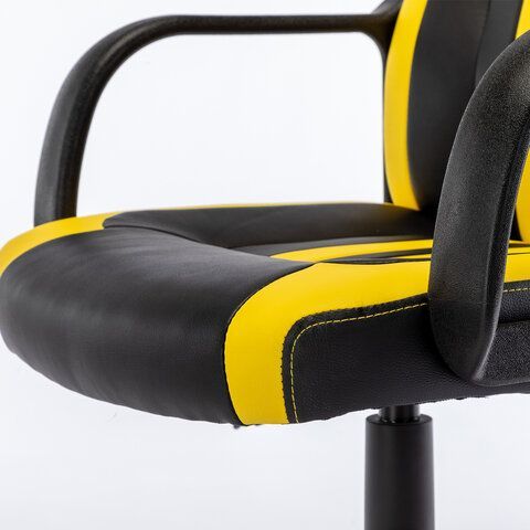 Кресло компьютерное BRABIX &quot;Stripe GM-202&quot;, экокожа, черное/желтое, 532510
