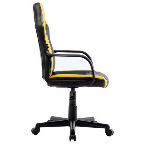 Кресло компьютерное BRABIX &quot;Stripe GM-202&quot;, экокожа, черное/желтое, 532510