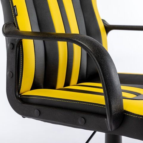Кресло компьютерное BRABIX &quot;Stripe GM-202&quot;, экокожа, черное/желтое, 532510