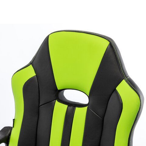 Кресло компьютерное BRABIX &quot;Stripe GM-202&quot;, экокожа, черное/зеленое, 532511
