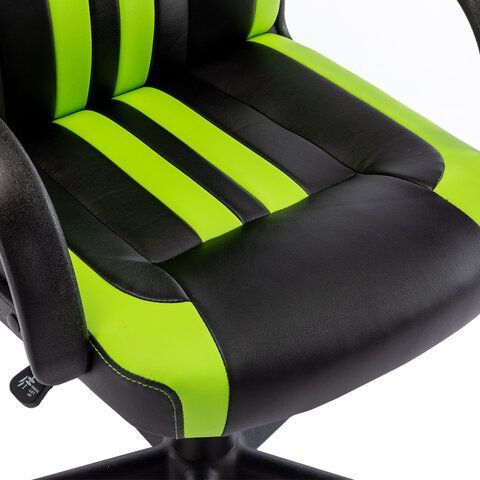 Кресло компьютерное BRABIX &quot;Stripe GM-202&quot;, экокожа, черное/зеленое, 532511