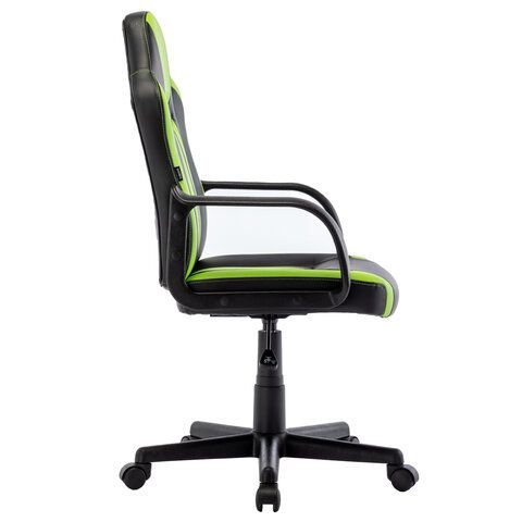 Кресло компьютерное BRABIX &quot;Stripe GM-202&quot;, экокожа, черное/зеленое, 532511