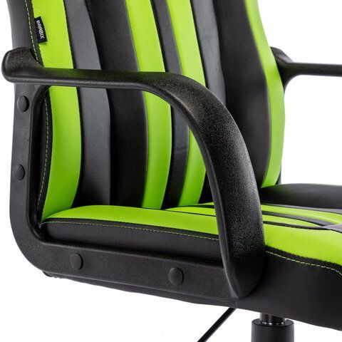Кресло компьютерное BRABIX &quot;Stripe GM-202&quot;, экокожа, черное/зеленое, 532511