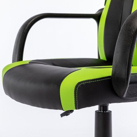 Кресло компьютерное BRABIX &quot;Stripe GM-202&quot;, экокожа, черное/зеленое, 532511