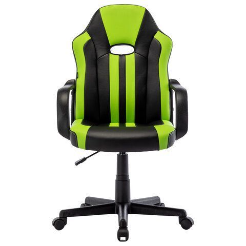 Кресло компьютерное BRABIX &quot;Stripe GM-202&quot;, экокожа, черное/зеленое, 532511