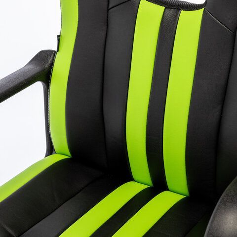 Кресло компьютерное BRABIX &quot;Stripe GM-202&quot;, экокожа, черное/зеленое, 532511