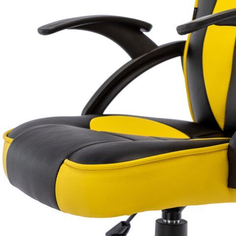 Кресло компьютерное BRABIX &quot;Shark GM-203&quot;, экокожа, черное/желтое, 532514