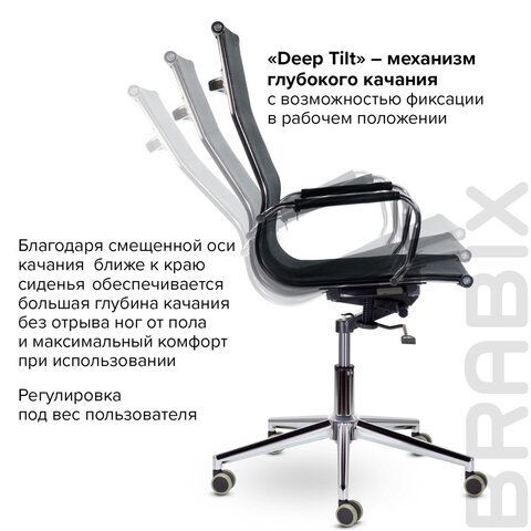 Кресло офисное BRABIX PREMIUM &quot;Net EX-533&quot;, хром, сетка, черное, 532546