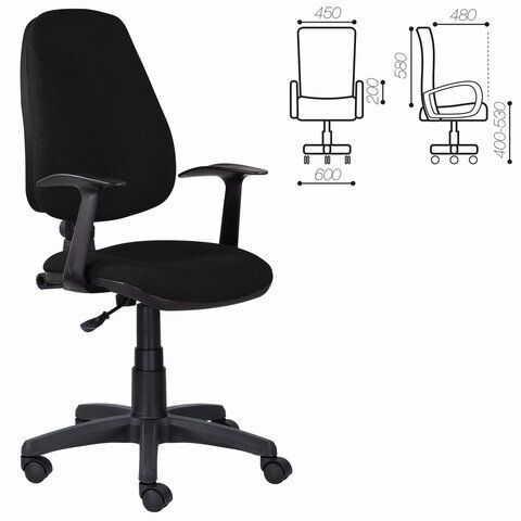 Кресло BRABIX &quot;Comfort MG-321&quot;, регулируемая эргономичная спинка, ткань, черное, 532556