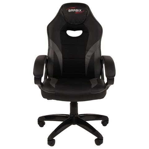 Кресло компьютерное BRABIX &quot;Accent GM-161&quot;, TW/экокожа, черное/серое, 532576, 7083504