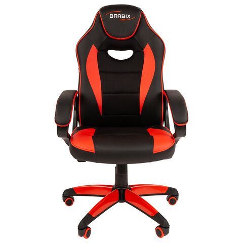 Кресло компьютерное BRABIX &quot;Blaze GM-162&quot;, TW/экокожа, черное/красное, 532580, 7083508