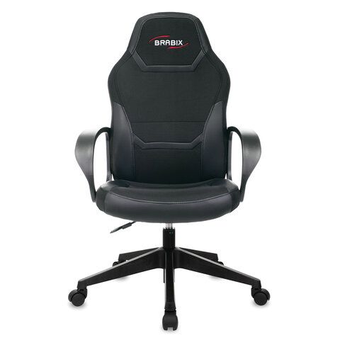 Кресло компьютерное BRABIX &quot;Alpha GM-018&quot;, ткань/экокожа, черное, 532636, GM-018_532636