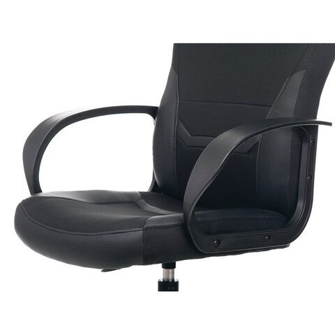 Кресло компьютерное BRABIX &quot;Alpha GM-018&quot;, ткань/экокожа, черное, 532636, GM-018_532636