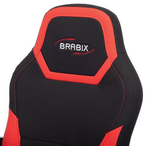 Кресло компьютерное BRABIX &quot;Alpha GM-018&quot;, ткань/экокожа, черное/красное, 532637, GM-018_532637